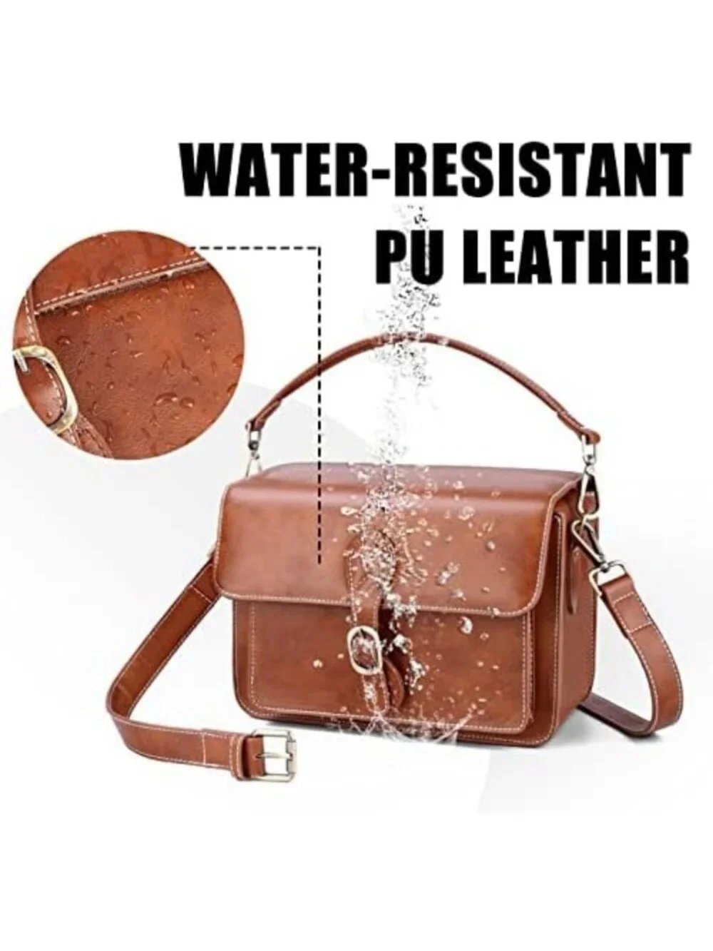 Retro PU Leather Camera Sling Bag - Stylish Crossbody for DSLR & Mirrorless